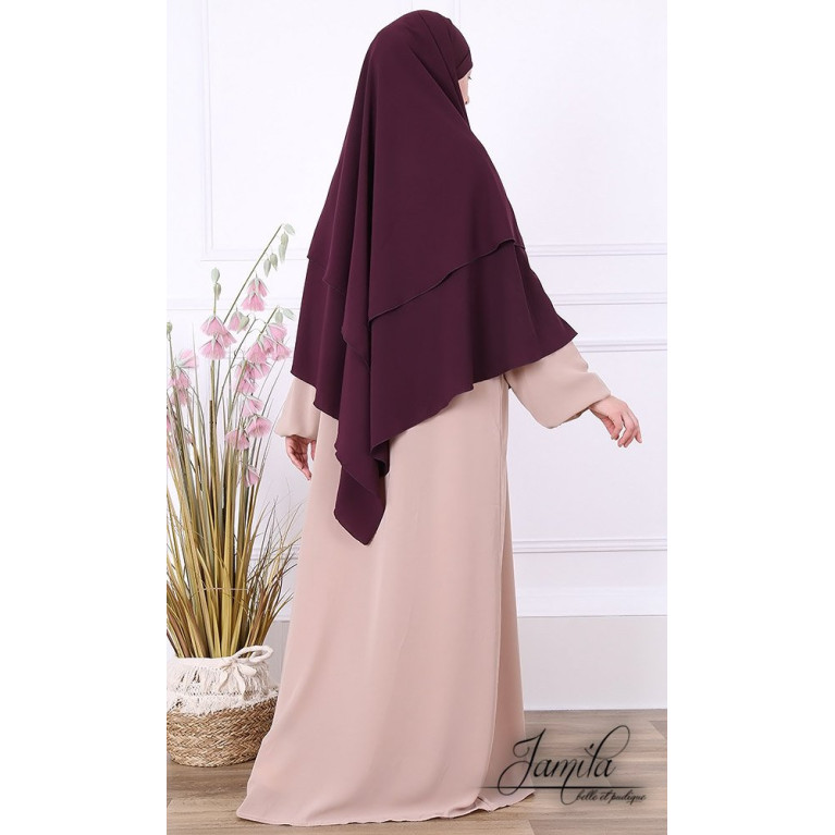 Khimar 2 Voiles - Fushia Foncé- Microfibre Royal - Jamila