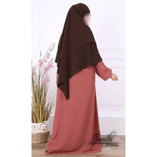 Khimar 2 Voiles - Chocolat - Microfibre Royal - Jamila