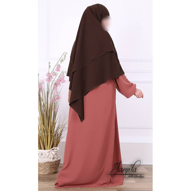 Khimar 2 Voiles - Chocolat - Microfibre Royal - Jamila