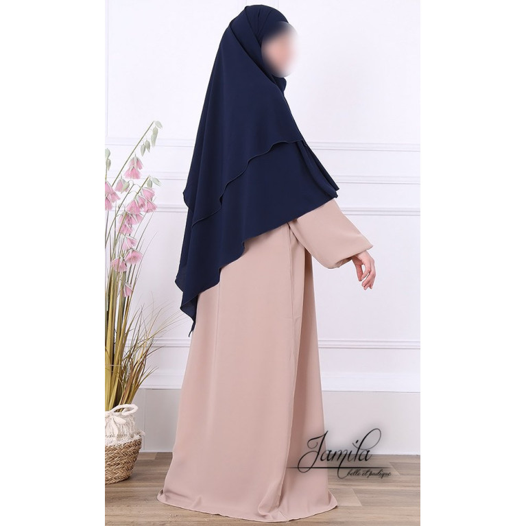 Khimar 2 Voiles - Bleu Nuit - Microfibre Royal - Jamila