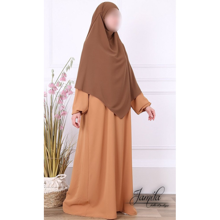 Khimar 2 Voiles - Praline - Microfibre Royal - Jamila