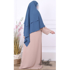 Khimar 2 Voiles - Bleu Jean - Microfibre Royal - Jamila - 2554K2R