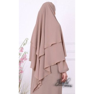 Khimar 2 Voiles - Taupe Rosé - Microfibre Royal - Jamila - 2314K2R