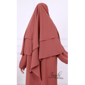 Khimar 2 Voiles - Saumon - Microfibre Royal - Jamila - 2313K2R