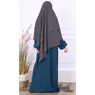 Khimar 2 Voiles - Anthracite- Microfibre Royal - Jamila - 2637K2R