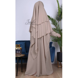 Khimar 2 Voiles - Taupe - Microfibre Léger - Jamila - 2567K2R