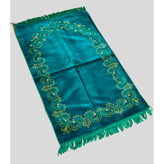 Tapis de Prière - Motif Fleuris Mirhab Turquoise - Adulte - 69 x119 cm