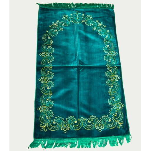 Tapis de Prière - Motif Fleuris Mirhab Turquoise - Adulte - 69 x119 cm