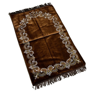 Tapis de Prière - Motif Fleuris Mirhab Marron - Adulte - 69 x119 cm