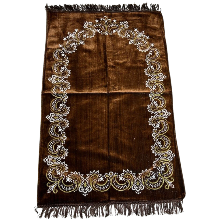 Tapis de Prière - Motif Fleuris Mirhab Marron - Adulte - 69 x119 cm