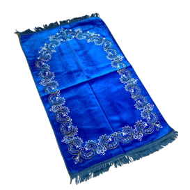 Tapis de Prière - Motif Fleuris Mirhab Bleu - Adulte - 69 x119 cm