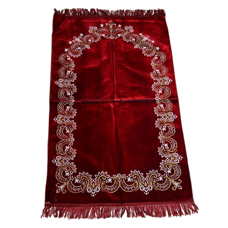 Tapis de Prière - Motif Fleuris Mirhab Bordeaux - Adulte - 69 x119 cm