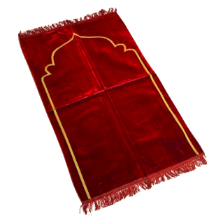 Tapis de Prière - Motif Mirhab Uni Bordeaux - Adulte - 69 x119 cm