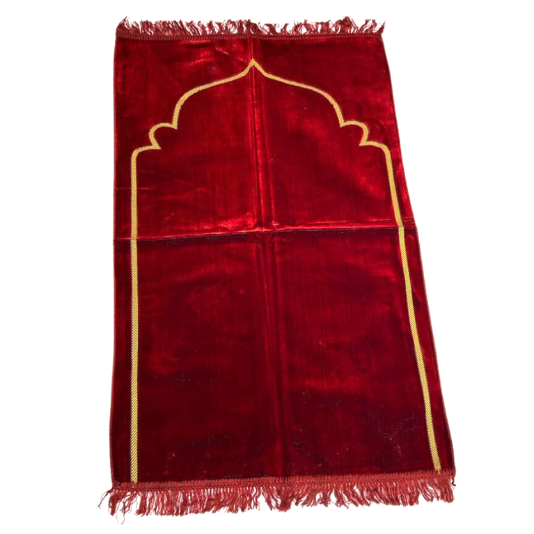 Tapis de Prière - Motif Mirhab Uni Bordeaux - Adulte - 69 x119 cm