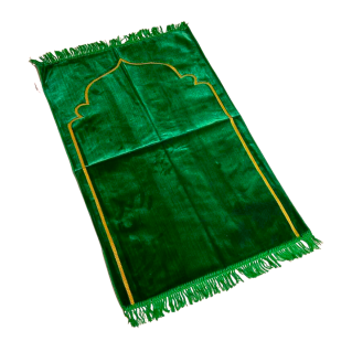 Tapis de Prière - Motif Mirhab Uni Vert - Adulte - 69 x119 cm