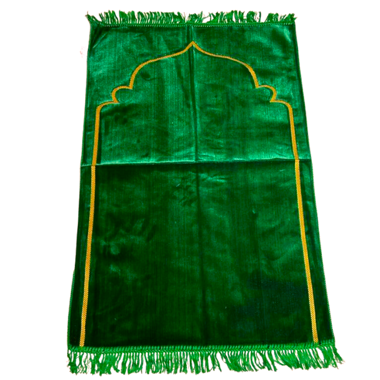 Tapis de Prière - Motif Mirhab Uni Vert - Adulte - 69 x119 cm