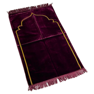 Tapis de Prière - Motif Mirhab Uni Prune - Adulte - 69 x119 cm