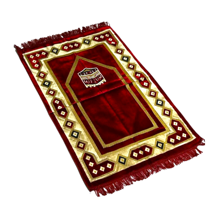 Tapis de Prière - Motif Kaaba Bordeaux - Adulte - 69 x119 cm