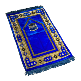 Tapis de Prière - Motif Kaaba Bleu - Adulte - 69 x119 cm