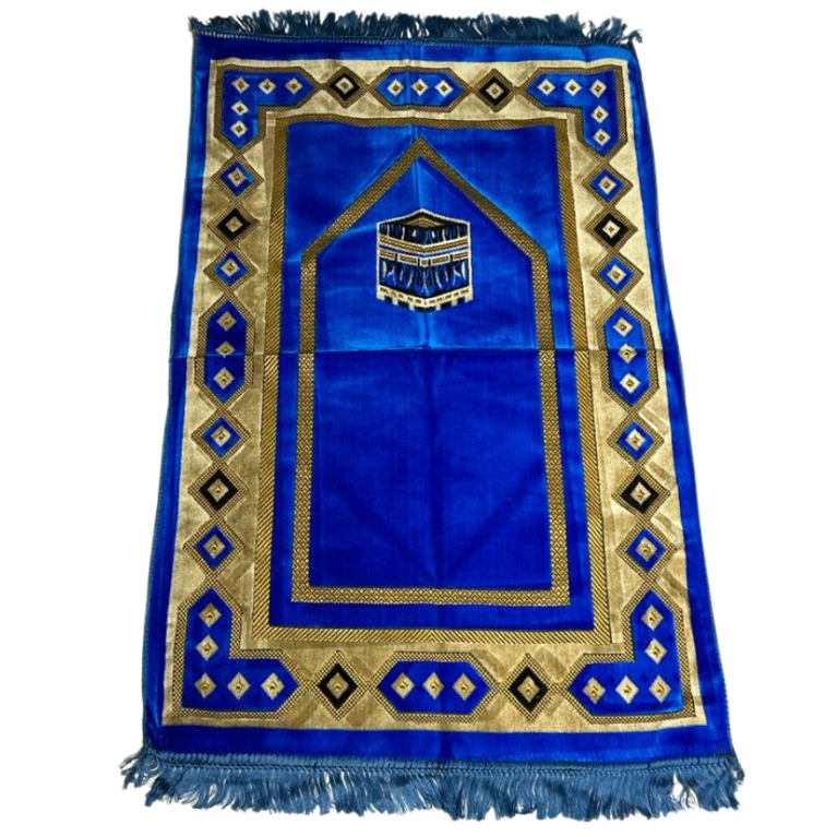 Tapis de Prière - Motif Kaaba Bleu - Adulte - 69 x119 cm