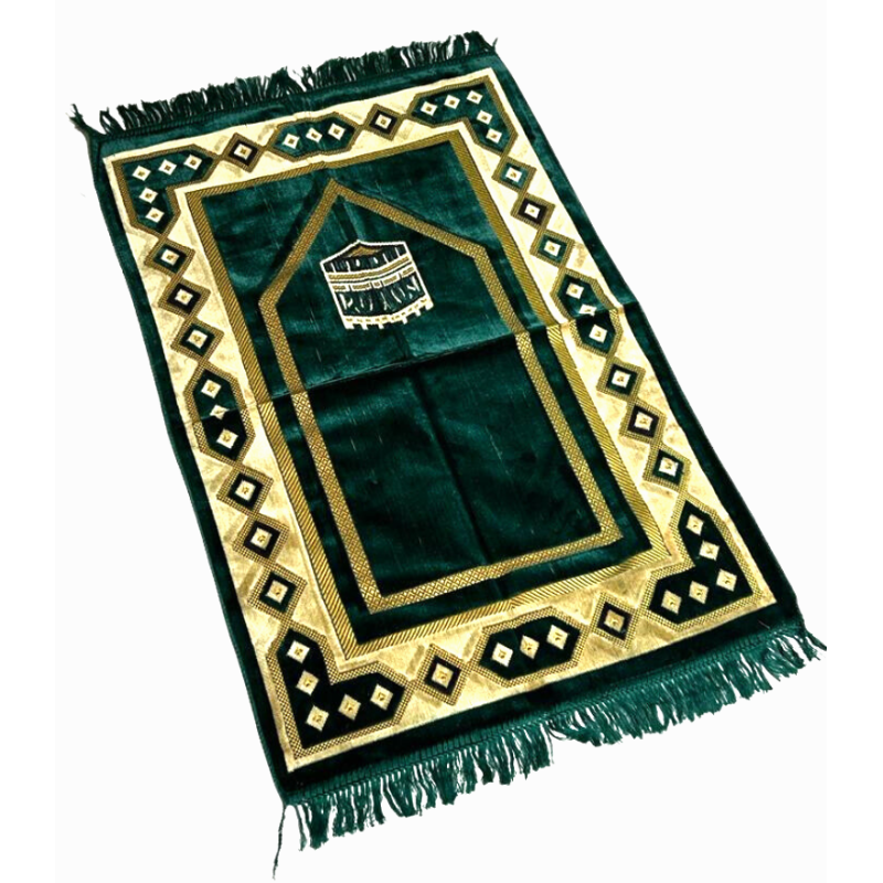 Tapis de Prière Motif Kaaba Vert Al Hidayah