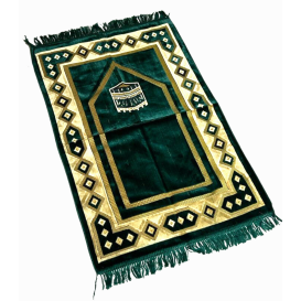 Tapis de Prière - Motif Kaaba Vert - Adulte - 69 x119 cm