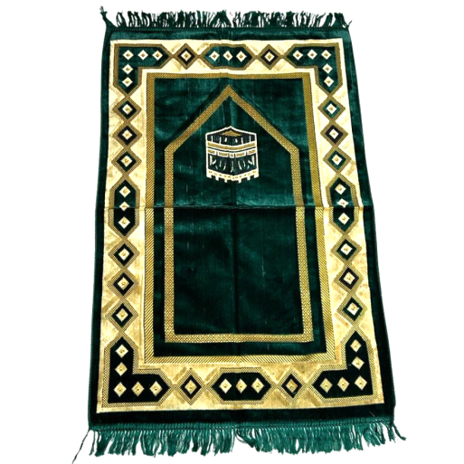Tapis de Prière - Motif Kaaba Vert - Adulte - 69 x119 cm