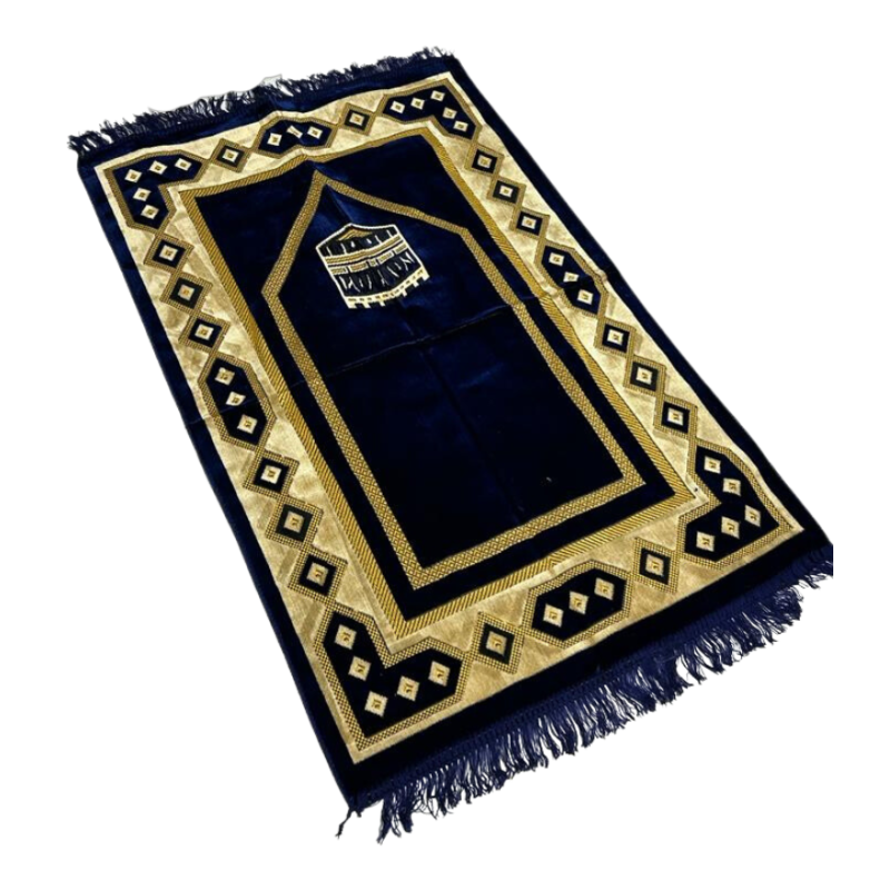 Tapis de Prière Motif Kaaba Bleu Nuit Al Hidayah