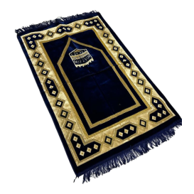Tapis de Prière - Motif Kaaba Bleu Nuit - Adulte - 69 x119 cm