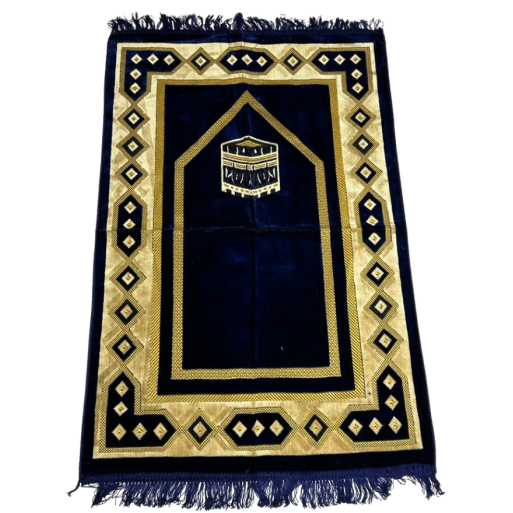 Tapis de Prière - Motif Kaaba Bleu Nuit - Adulte - 69 x119 cm