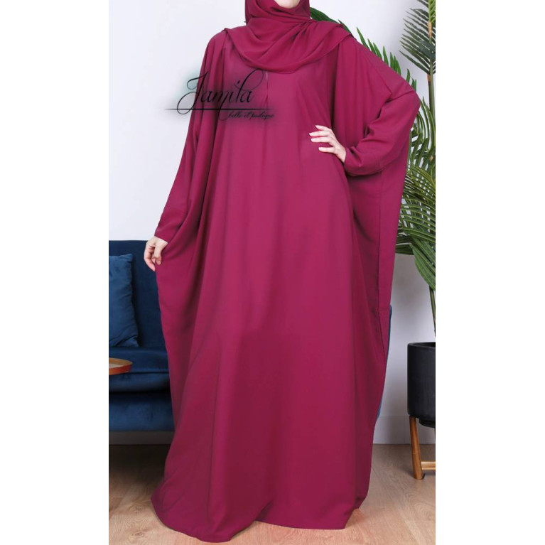 Abaya Papillon - Fushia - Microfibre Léger - Jamila