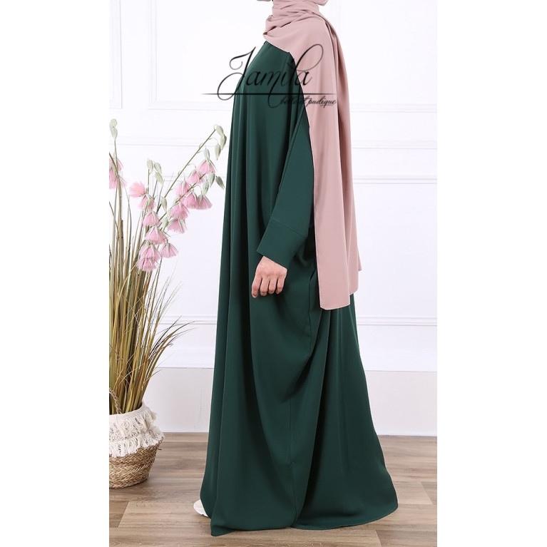 Abaya Papillon - Vert Sapin - Microfibre Léger - Jamila - 