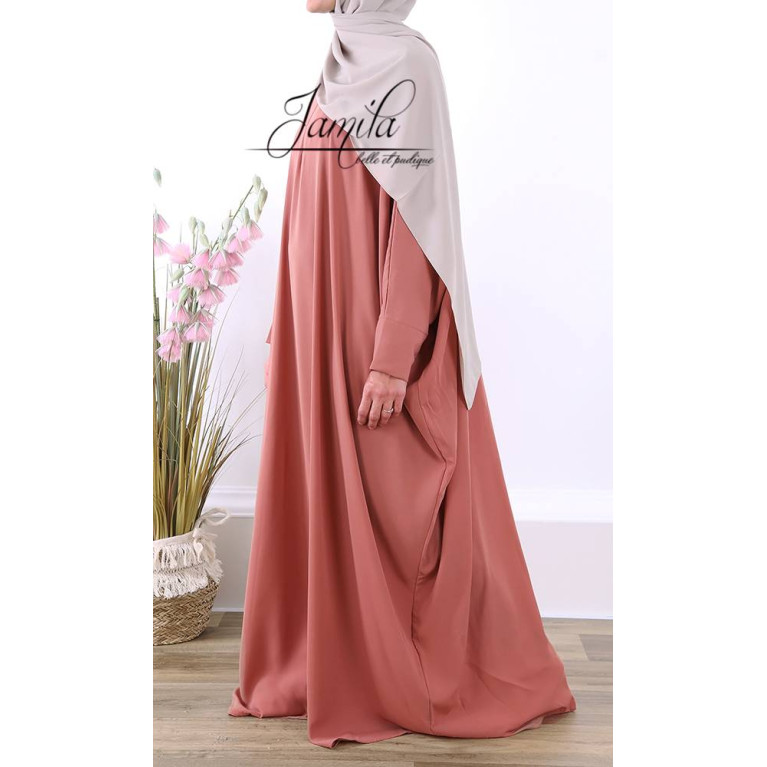 Abaya Papillon -Rose Saumon - Royal - Jamila