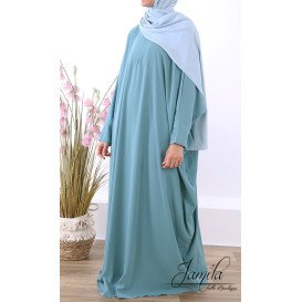 Abaya Papillon -Bleu Vert - Royal - Jamila