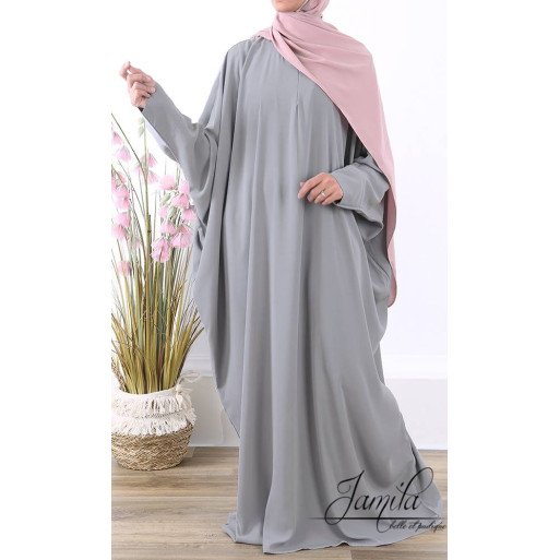 Abaya Papillon -Gris Bleu - Royal - Jamila