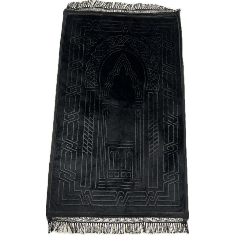 Tapis de Prière Molletonné Noir - Soundouss - 72 x112 cm