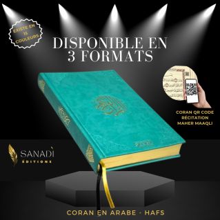 Le Noble Coran de Luxe en Arabe Hafs - Récitation Maher Maaqli en QR Code - Turquoise - 3 Formats - Editions Sanadi