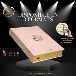 Le Noble Coran de Luxe en Arabe Hafs - Récitation Maher Maaqli en QR Code - Rose Pâle - 3 Formats - Editions Sanadi