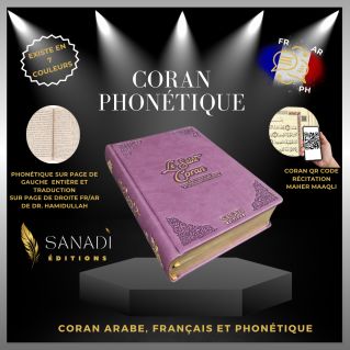 Le Saint Coran de Luxe - Langue : Français, Arabe et Phonétique - QR Code - Mauve - 13,50 x 20 cm - Editions Sanadi