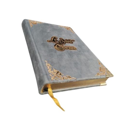 Le Saint Coran en Daim de Luxe avec Dorure - Langue : Français et Arabe Hafs - QR Code - Anthracite - 2 Formats - Editions Sanad