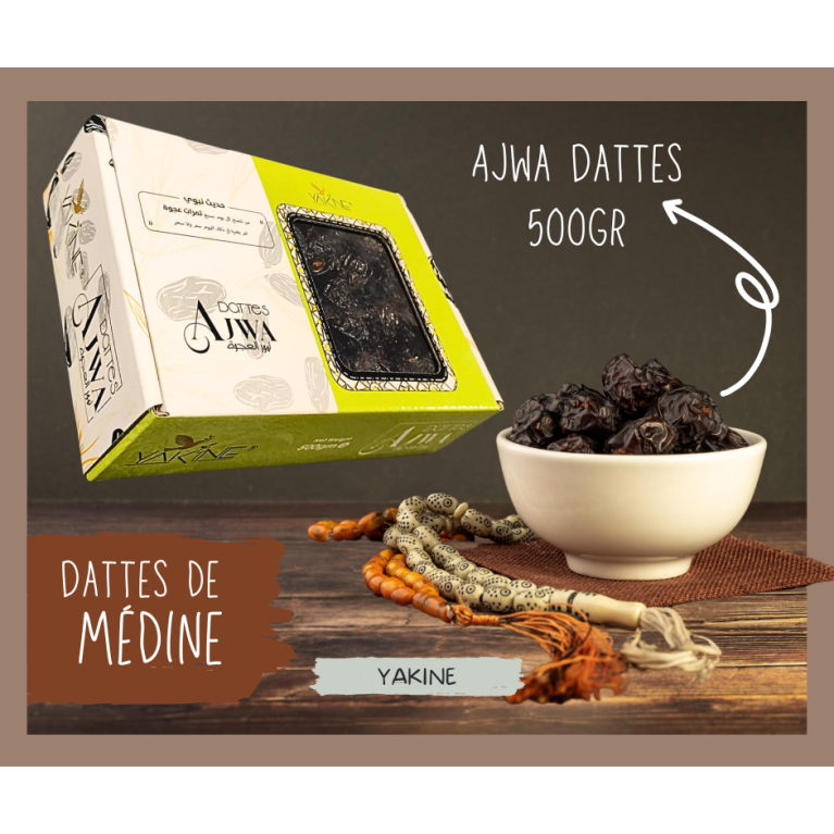 Dattes Ajwa de Médine 500g - Dattes Sunnah d'Origine Arabie Saoudite - Yakine