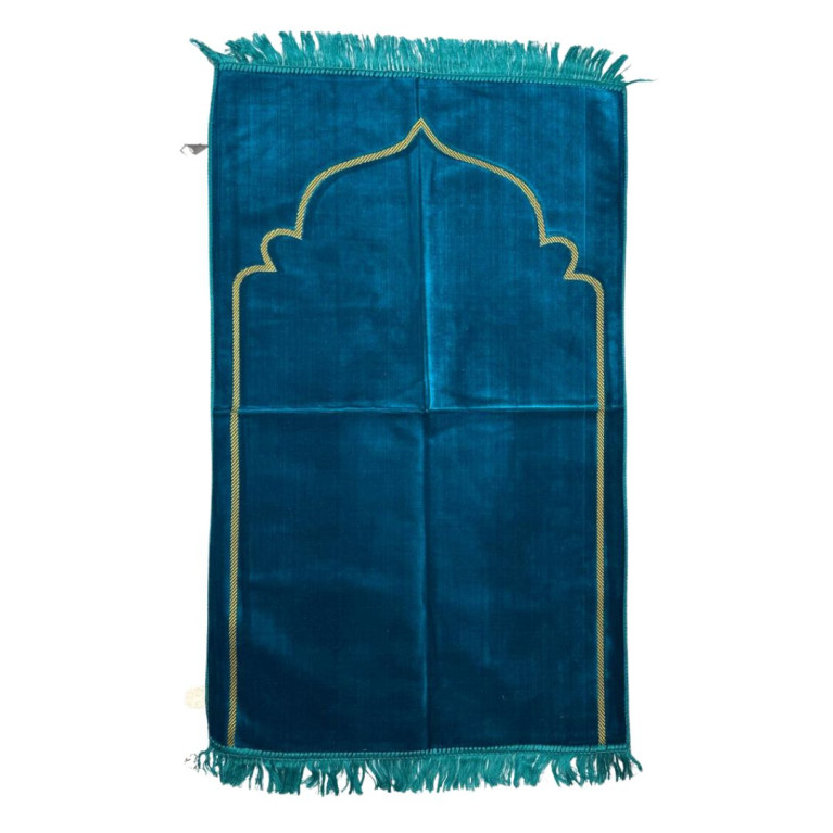 Tapis de Prière - Motif Mirhab Uni Turquoise- Adulte - 69 x119 cm