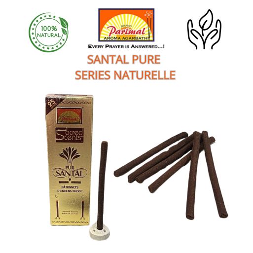 7 Encens Naturel Pure Santal - Bâtonnets d'Inde Ayurvédique, Fait Main Artisanal 25 gr Bakhour - Parimal