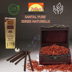 7 Encens Naturel Pure Santal - Bâtonnets d'Inde Ayurvédique, Fait Main Artisanal 25 gr Bakhour - Parimal