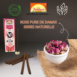 7 Encens Naturel Pure Rose de Damas - Dhoop Sticks 25 gr - Parimal