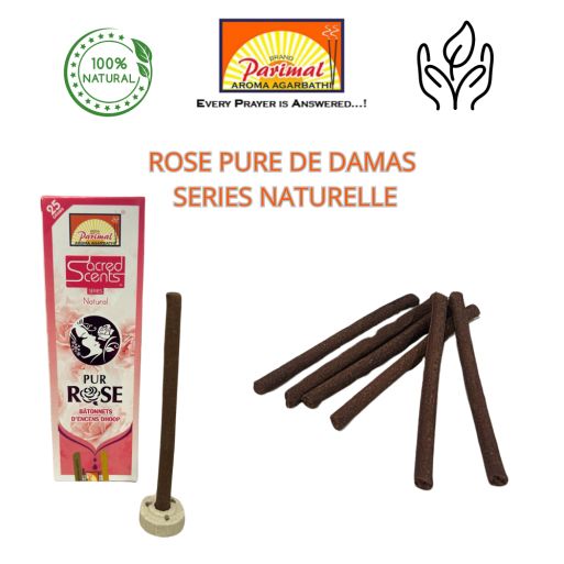 7 Encens Naturel Pure Rose de Damas - Dhoop Sticks 25 gr - Parimal