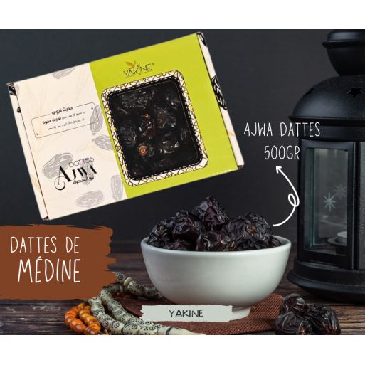 Dattes Ajwa de Médine 500g - Dattes Sunnah d'Origine Arabie Saoudite - Yakine