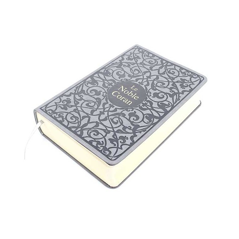 Le Noble Coran Cuir Gris - Traduction - Français /Arabe - FORMAT MOYEN 14.50 x 21.50 cm - Edition Tawhid