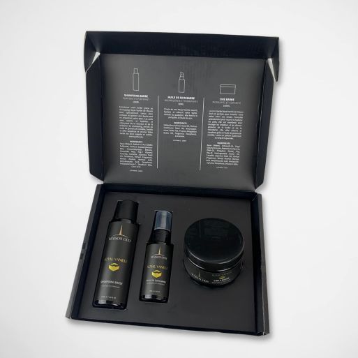 Coffret Barbe Homme - Royal Vanille - Soin : Shampoing, Cire, Huile Barbe- Maison Oud