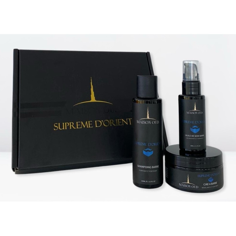 Coffret Barbe Homme - Suprême d'Orient - Soin : Shampoing, Cire, Huile Barbe- Maison Oud